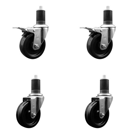 Service Caster 4'' Phenolic Swivel 1-5/8'' Expand Stem Caster Set 2 Total Lock Brakes, 4PK SCC-EXTTL20S414-PHS-2-S-2-158